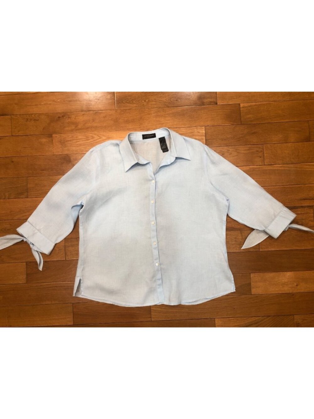 Adriana Bermani 100% Linen 3/4 Sleeve Button Front Shirt Beach Coastal Size L - Picture 4 of 8